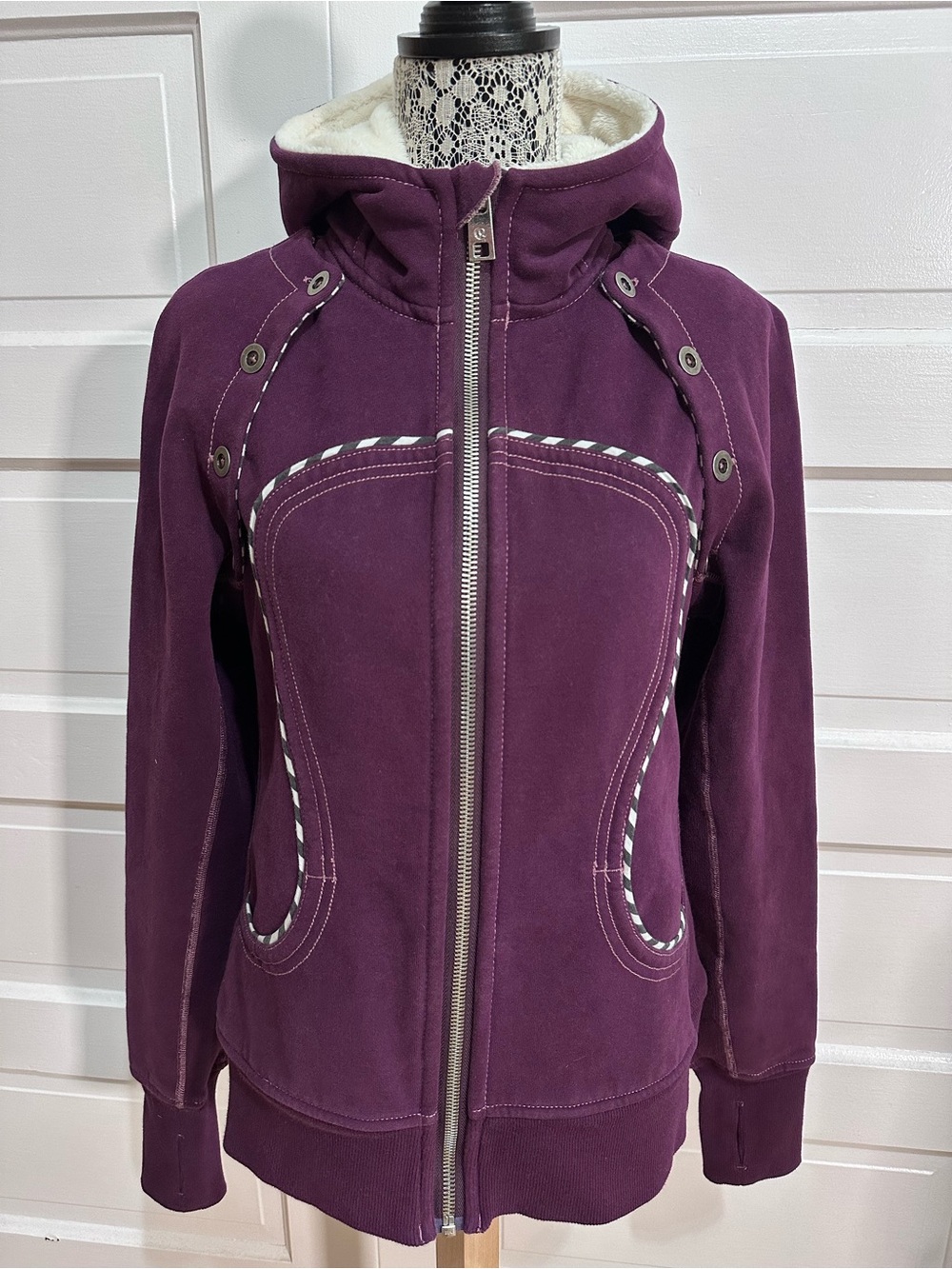 Rare Lululemon Scuba Hoodie Vest *Detachable Sleeves 12 Purple Sherpa